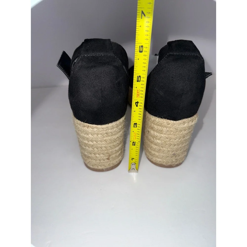 Women 9 Espadrilles Blk Wedges Sandals Chunky Resort Boho Raffia Festival Y2K‎